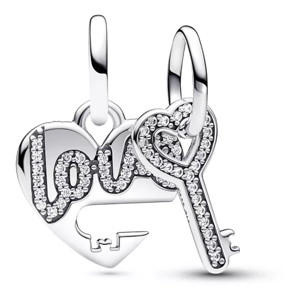 Splitable Heart & Key Dangle Charm - image 1